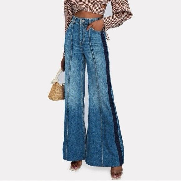 ZIMMERMANN Pants - Zimmermann Women's Rhythmic High Rise Two Tone Super Flare Jeans Size 26